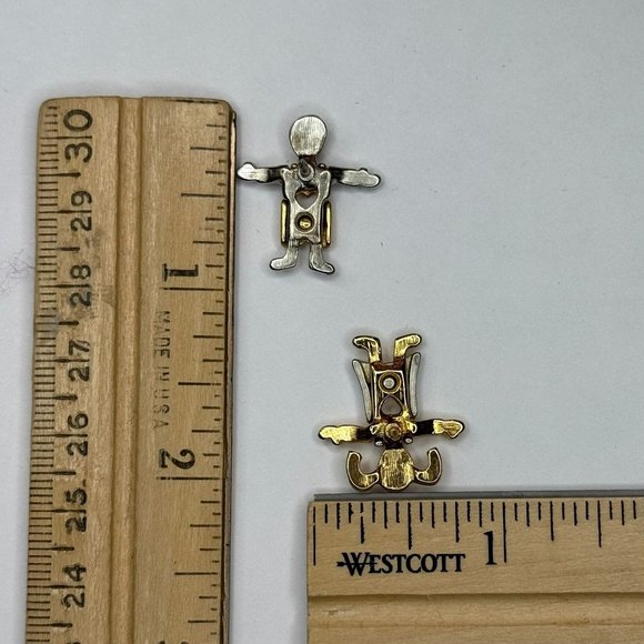 Vintage Heartfelt Duo Silver and Gold Friendship Family Soulmate Pins 1 Inch - Picture 7 of 7